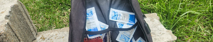 58 Peaks coffee syrup packets in a backpack — the graduation gift that goes wherever they do