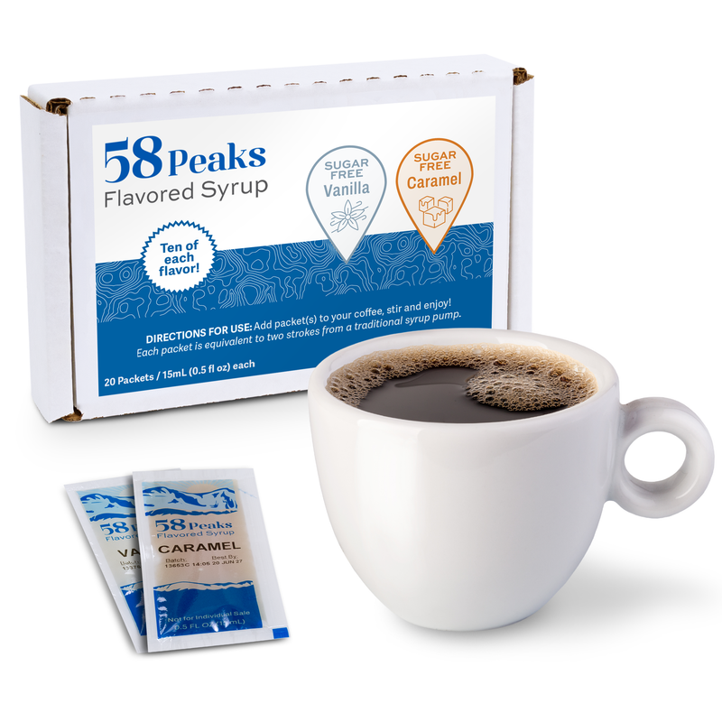 58 Peaks Sugar-Free Variety Coffee Syrup Packets — 20 Single-Serve