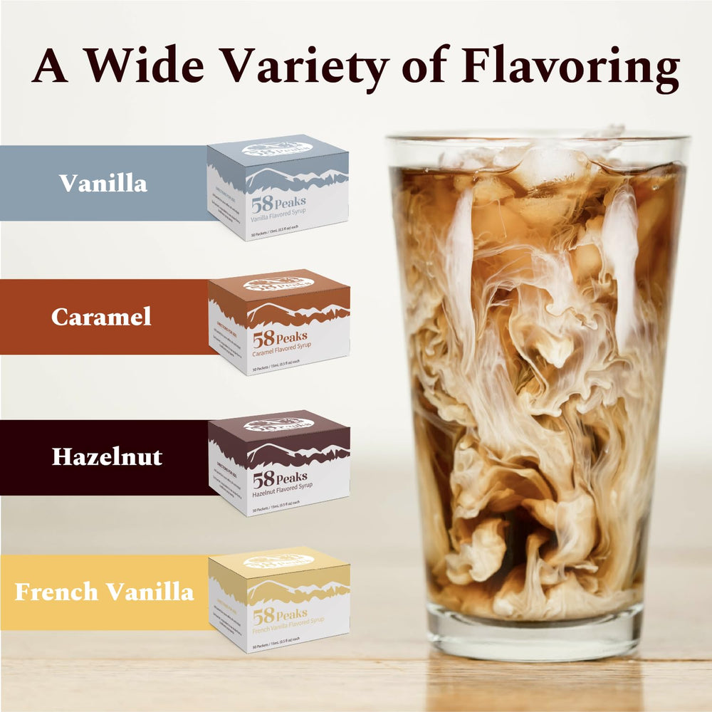 20 Count Sugar-Free Caramel Packets for Coffee & Drinks, 15mL, 58Peaks