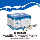 50 Count Sugar-Free Vanilla Syrup Packets for Coffee & Drinks, To-Go Single Serve, 15mL, 58Peaks