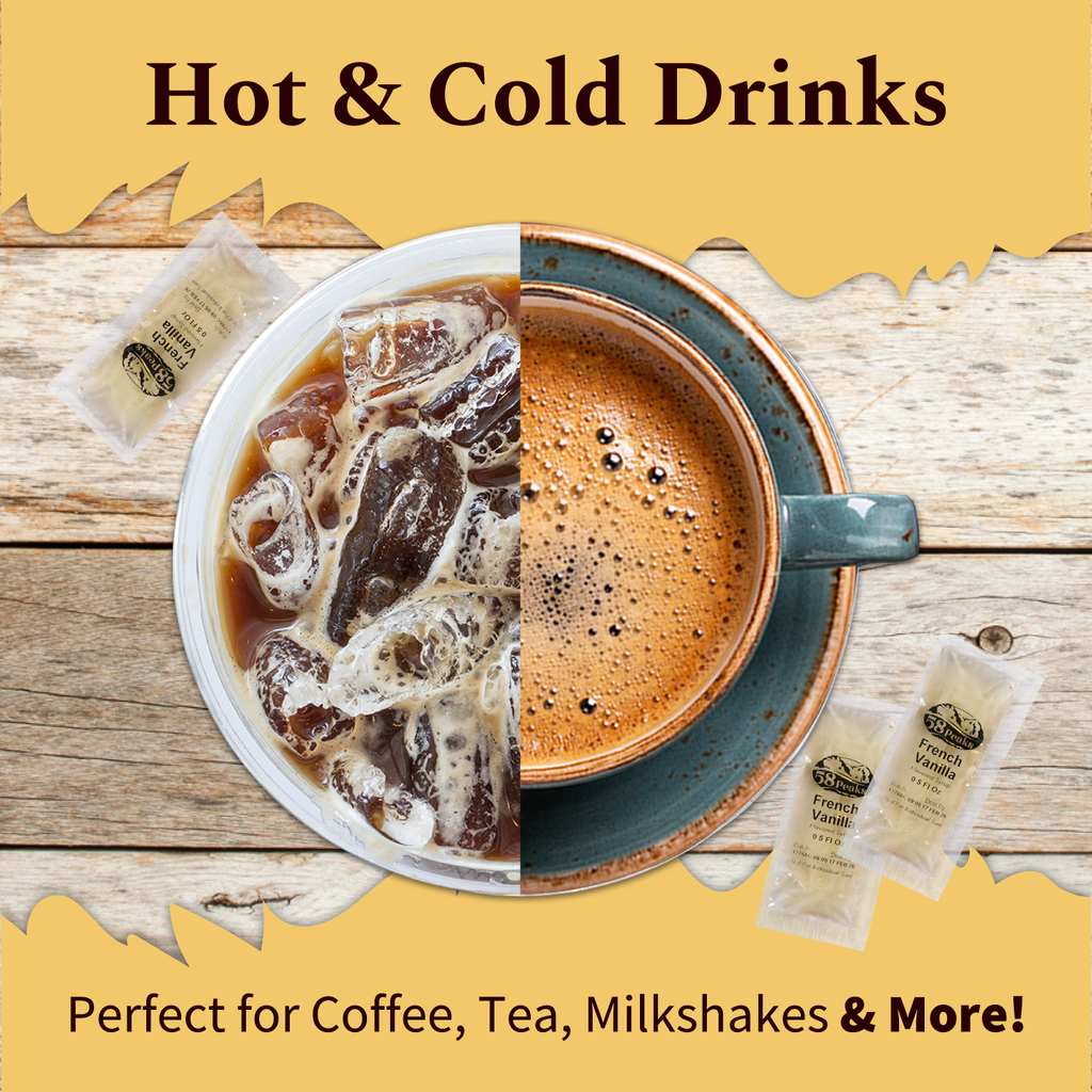 50 Count French Vanilla Syrup Packets for Coffee & Drinks, To-Go