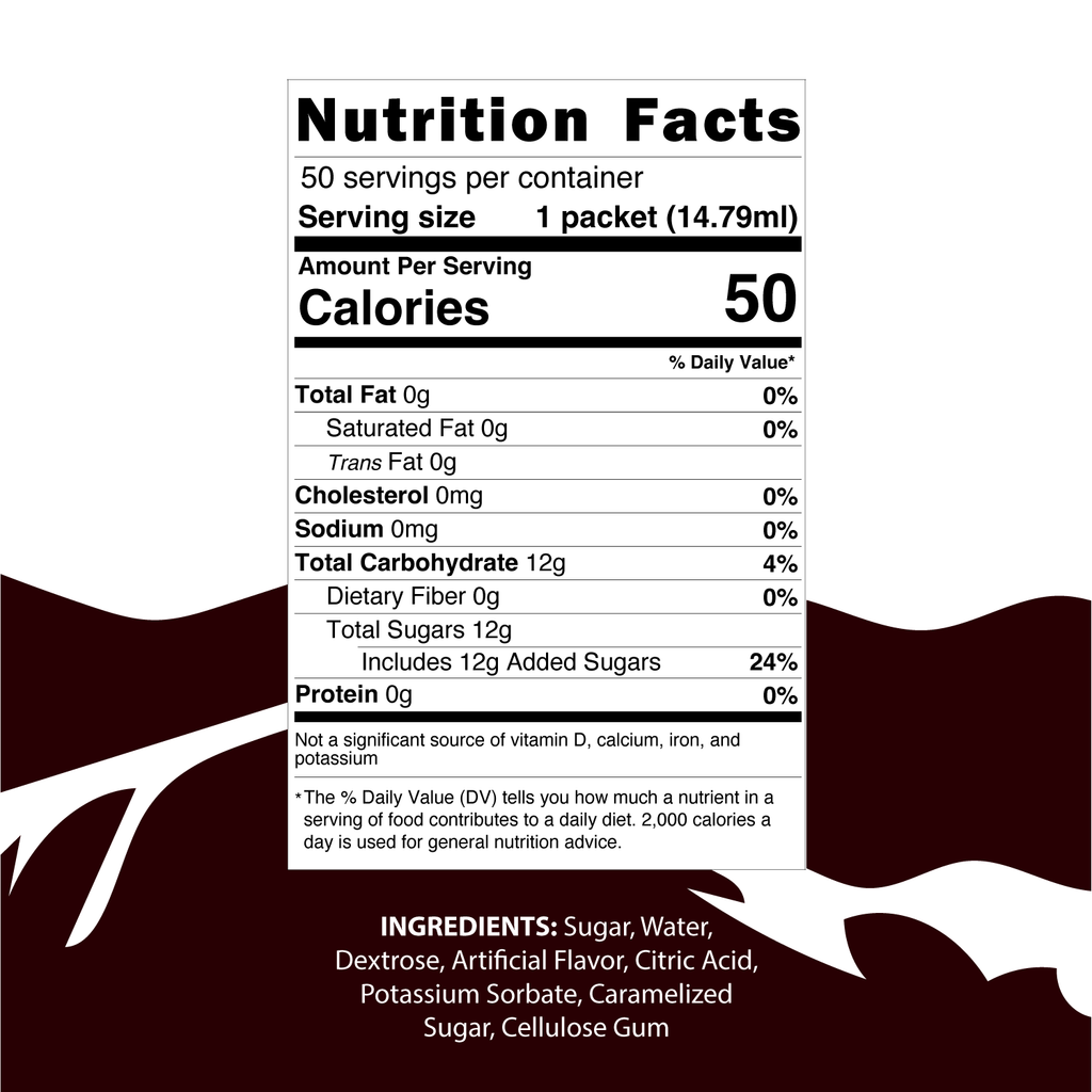 50 Count Hazelnut Syrup Packets for Coffee & Drinks, To-Go Single