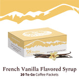 20 Count French Vanilla Syrup Packets for Coffee & Drinks, To-Go Single Serve Flavoring, 15mL, 58Peaks