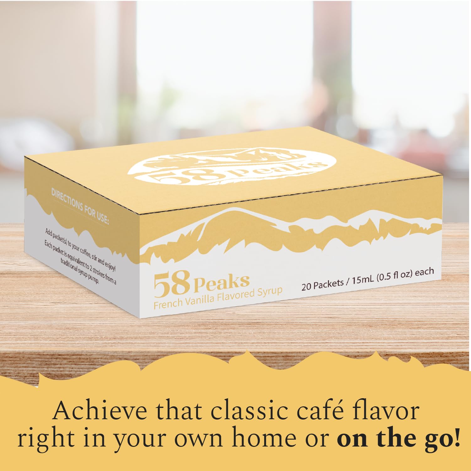 French Vanilla Coffee Syrup Packets — 20 Ct, Travel Size | 58 Peaks