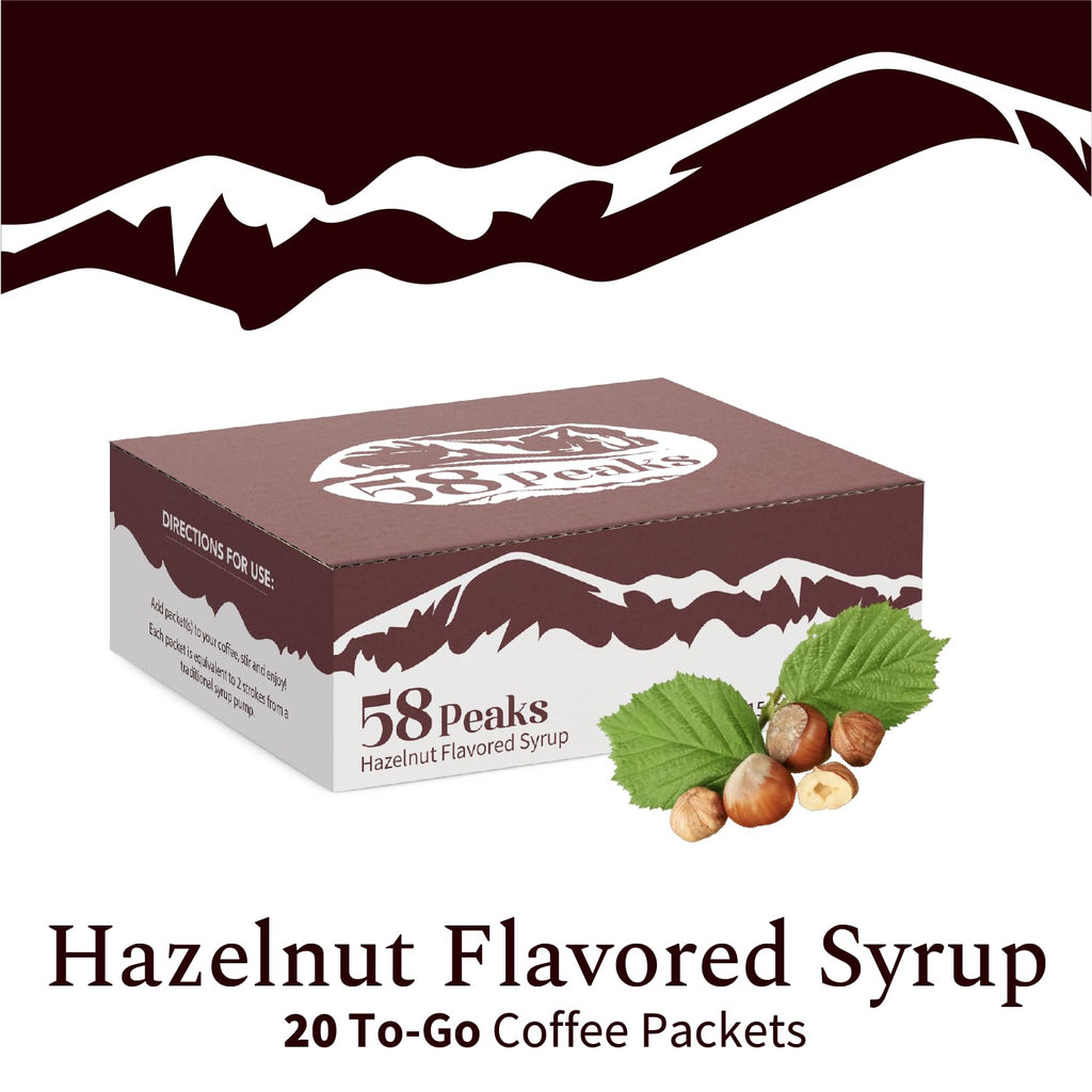 20 Count Hazelnut Syrup Packets for Coffee & Drinks, To-Go Single
