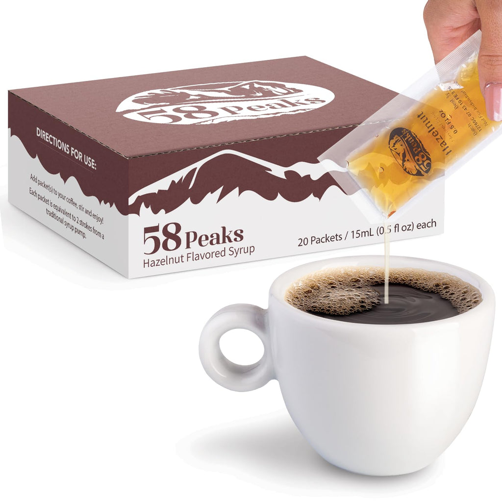 20 Count Hazelnut Syrup Packets for Coffee & Drinks, To-Go Single