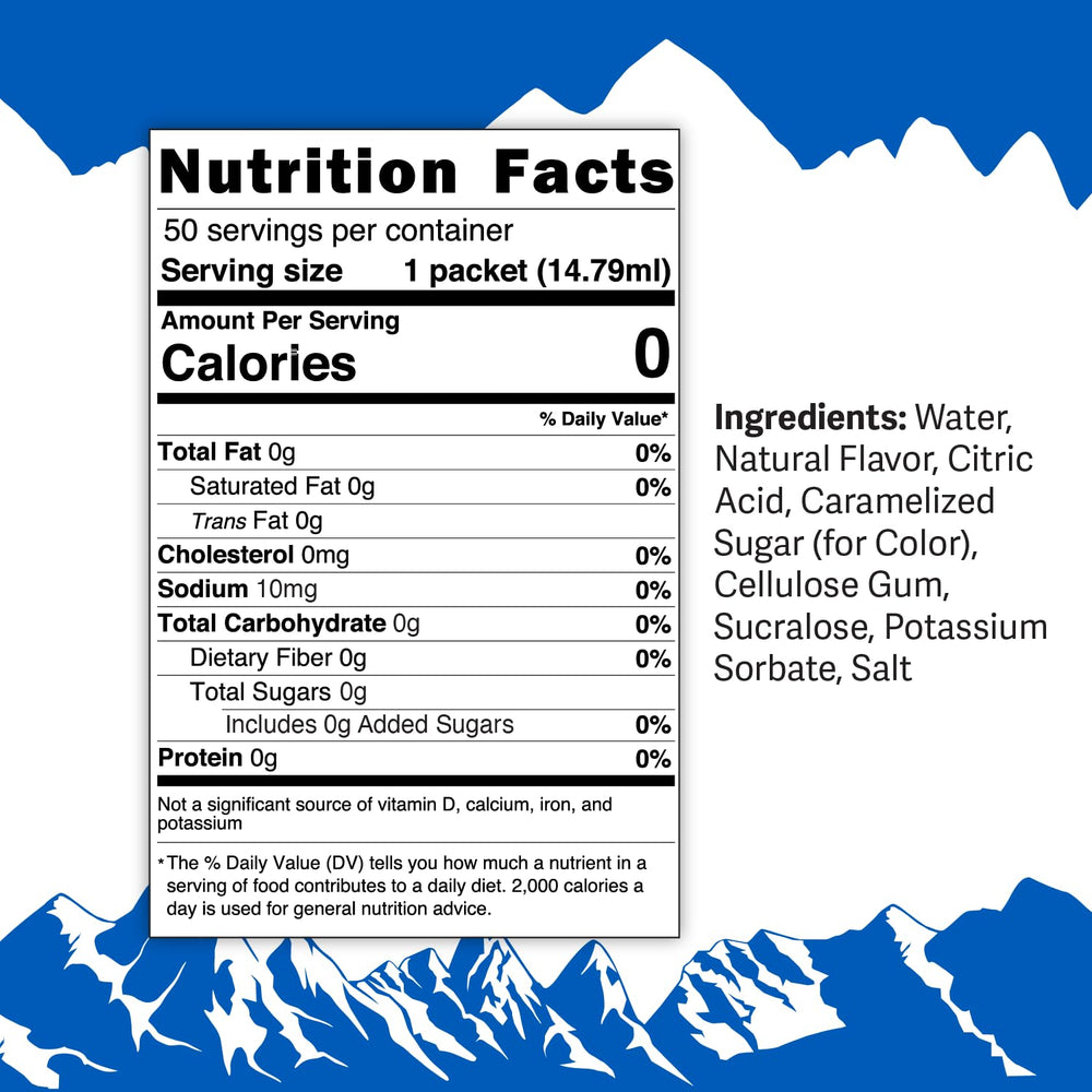 50 Count Sugar-Free Caramel Syrup Packets for Coffee & Drinks, To-Go Single Serve, 15mL, 58Peaks