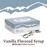 20 Count Vanilla Syrup Packets for Coffee & Drinks, To-Go Single Serve Flavoring, 15mL, 58Peaks